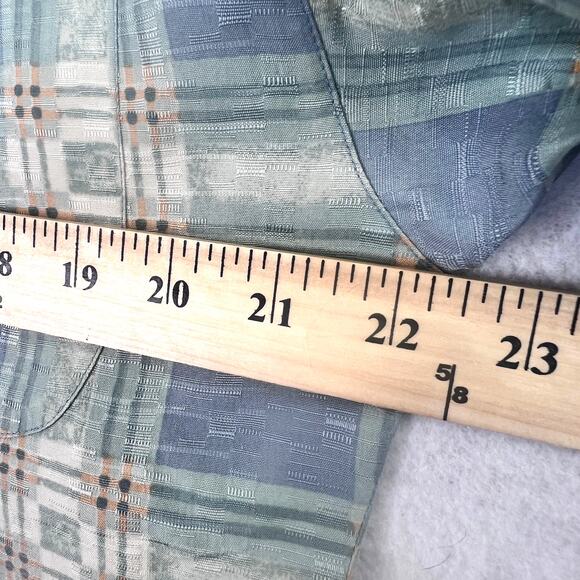 Tommy Bahama Checkered Silk Shirt Size M Green Short Sleeve Button Up Casual - Picture 7 of 9